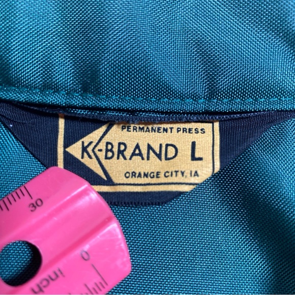 K brand Vintage Jacket Green Large DEKALB Patch Full Zip 70's 80's Nylon Farmer - Picture 11 of 16